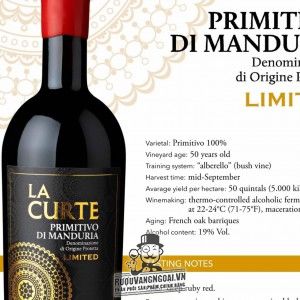 Vang Ý La Curte Limited 19 độ Primitivo di Manduria bn1